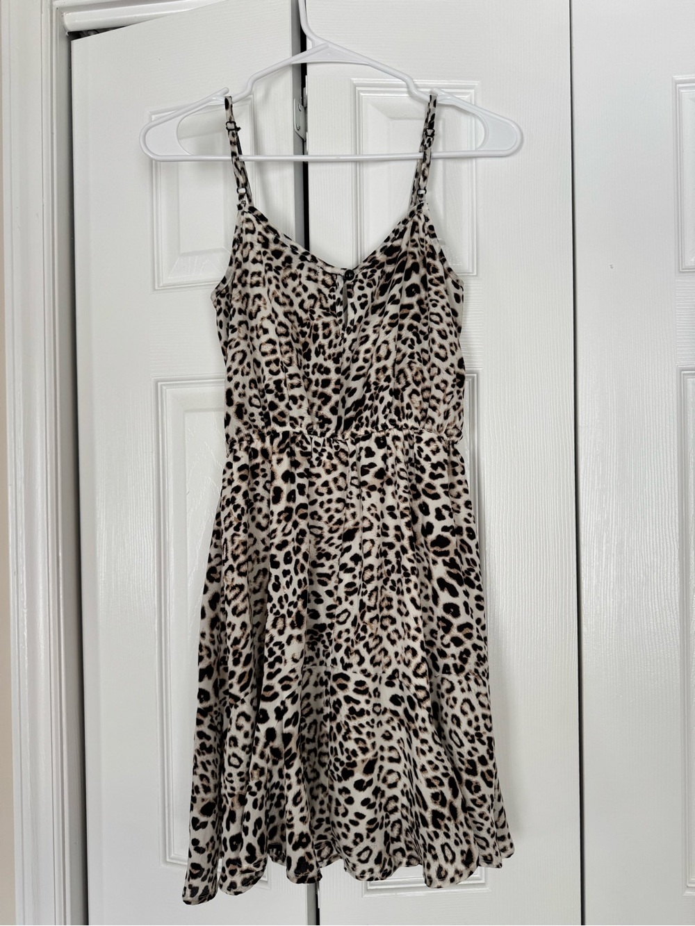 Leopard Print Spaghetti Strap Dress - Beige/Black